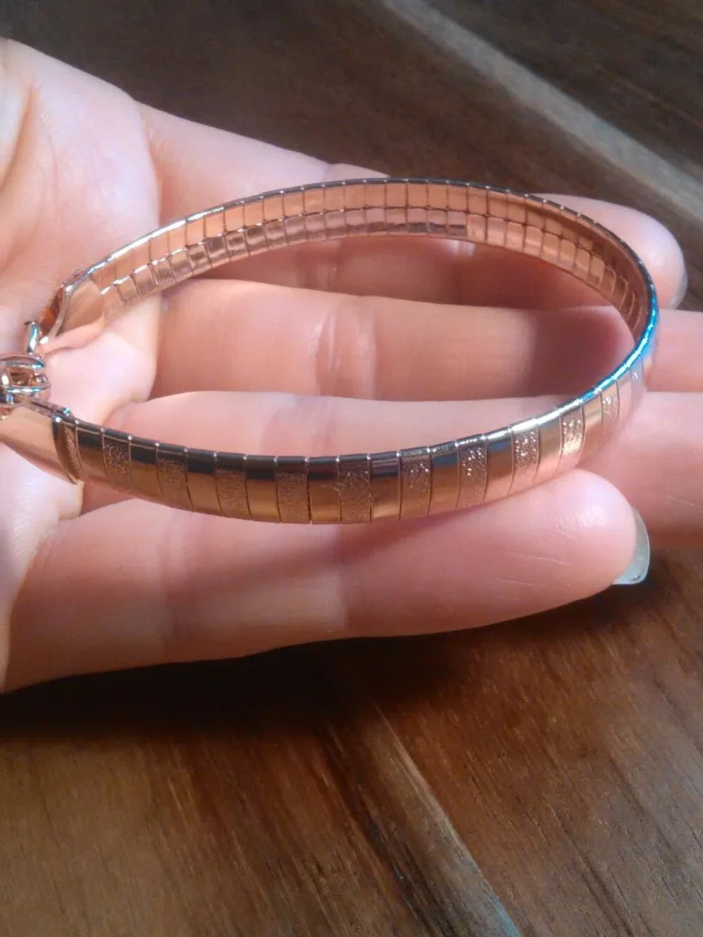 Omega Sandblast Ion Plated Rose Gold over Stainless Steel Bracelet (7 Inch)